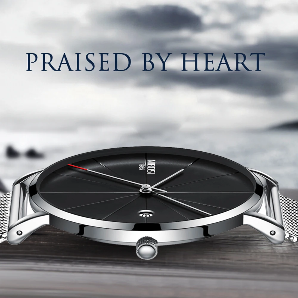 Skup NIBOSI Super zegarek kwarcowy z wąskim paskiem zegarek na co dzień biznes Top marka skórzany analogowy zegarek kwarcowy mężczyźni mody 2019 Relojes Hombre