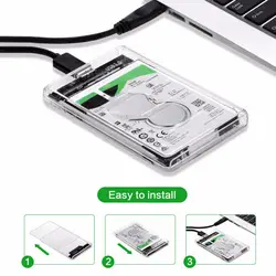 2,5 "USB 3,0 Тип-C SATA Hd коробка HDD жесткий диск Внешний HDD корпус прозрачный чехол инструмент бесплатная доставка, 5 Гбит/с Поддержка 2 ТБ UASP