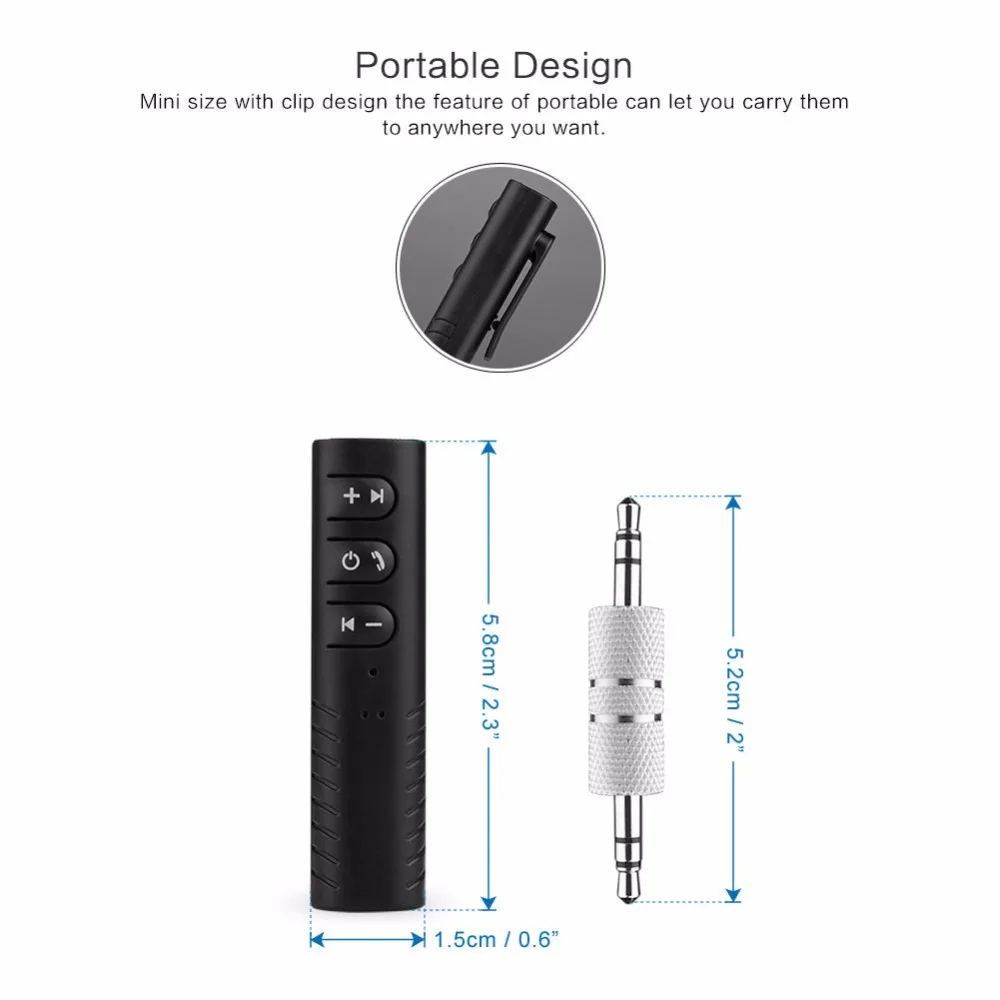 3,5 мм разъем клип-на беспроводной Bluetooth приемник Мини Bluetooth автомобильный комплект аудио музыкальный адаптер с микрофоном для наушников динамик