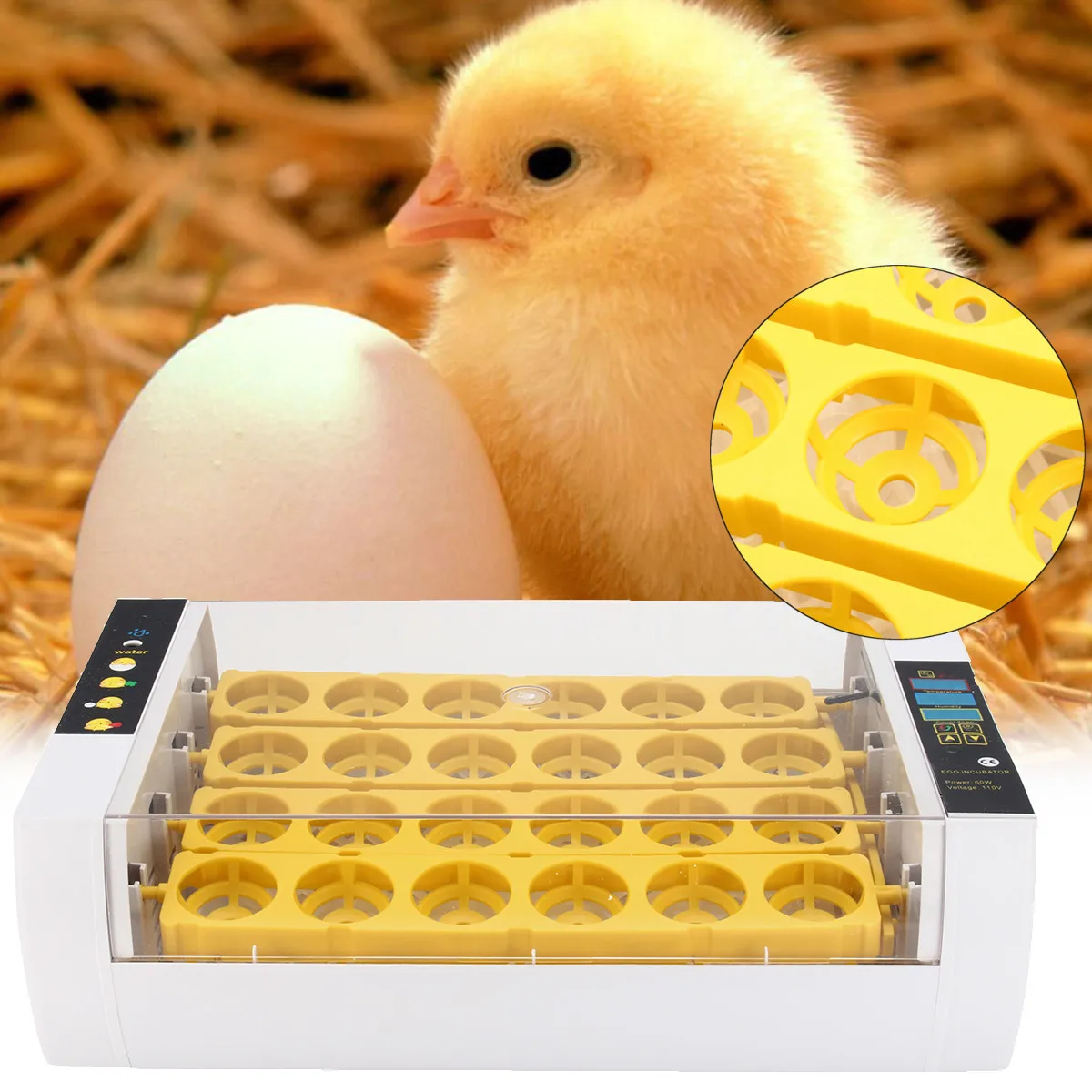

Automatic Hatcher Machine 24 Hole Incubator Chicken Duck Digital Display Smart Sensitive Poultry Hatcher Tray Brooder 110V /220V