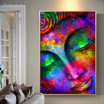 

Embelish 1 Pieces New Colorful Head Of Lord Buddha HD Print On Canvas Paintings For Living Room Modern Home Decor Wall Pictures