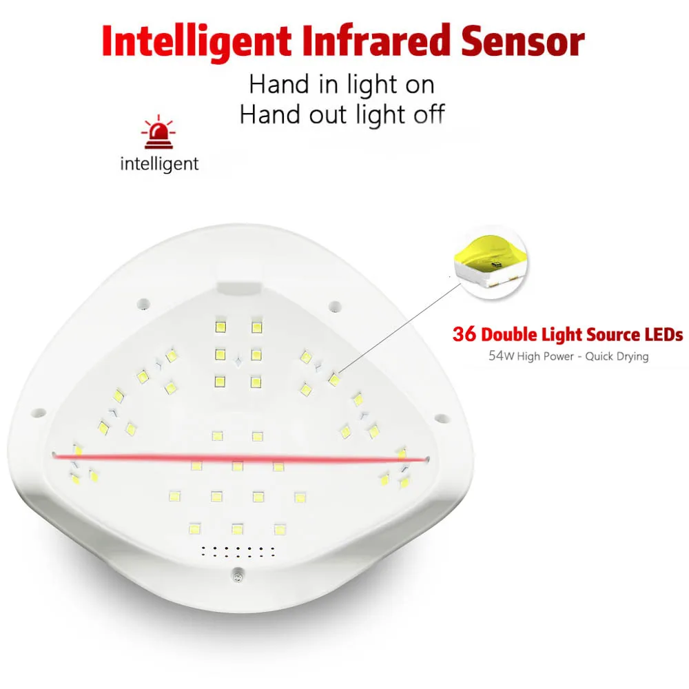 УФ светодиодный светильник для ногтей 54 Вт SUNX Сушилка для ногтей 36 шт. светодиодный светильник для маникюра умный ЖК-дисплей для всех гель-лаков инструмент для дизайна ногтей