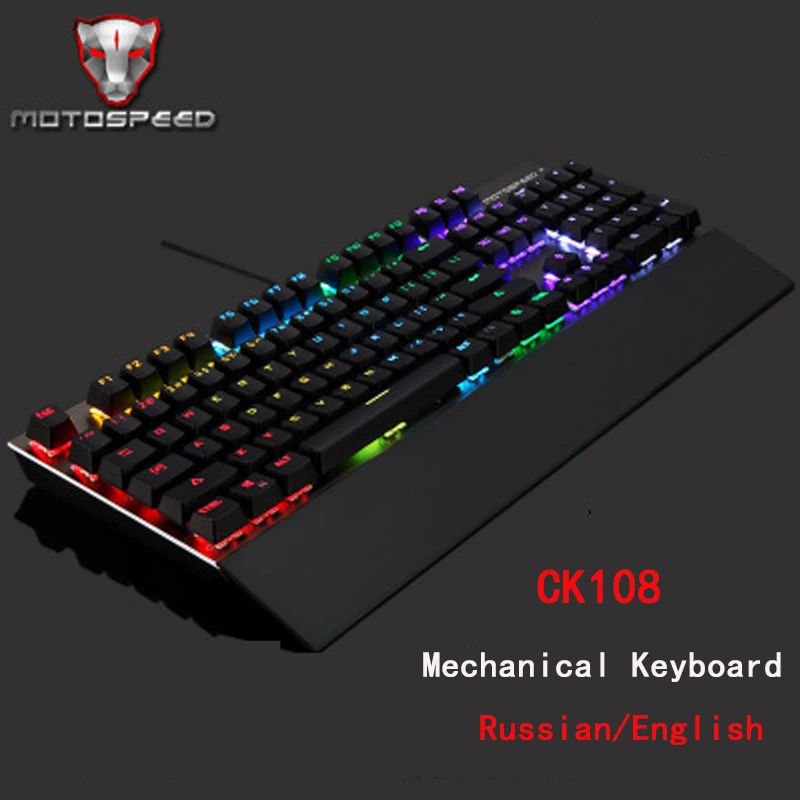 Motospeed CK108 RGB синий/черный переключатель механическая клавиатура Проводная RGB подсветка игровая клавиатура для E-sports gamer
