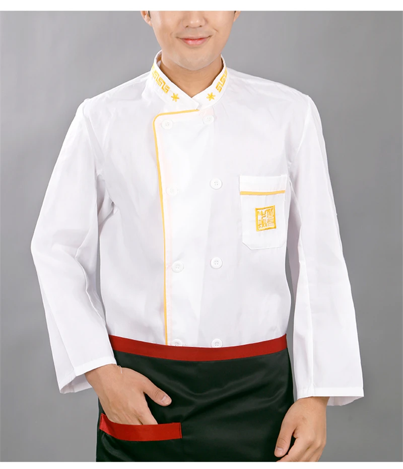 Шеф-повара летнее платье с короткими рукавами рабочая одежда шеф-повара одежда Белый Черный отель рабочая одежда с длинными рукавами