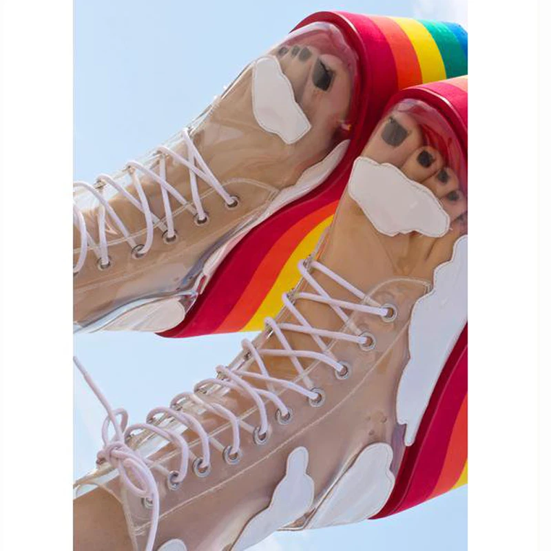 clear rainbow platform shoes