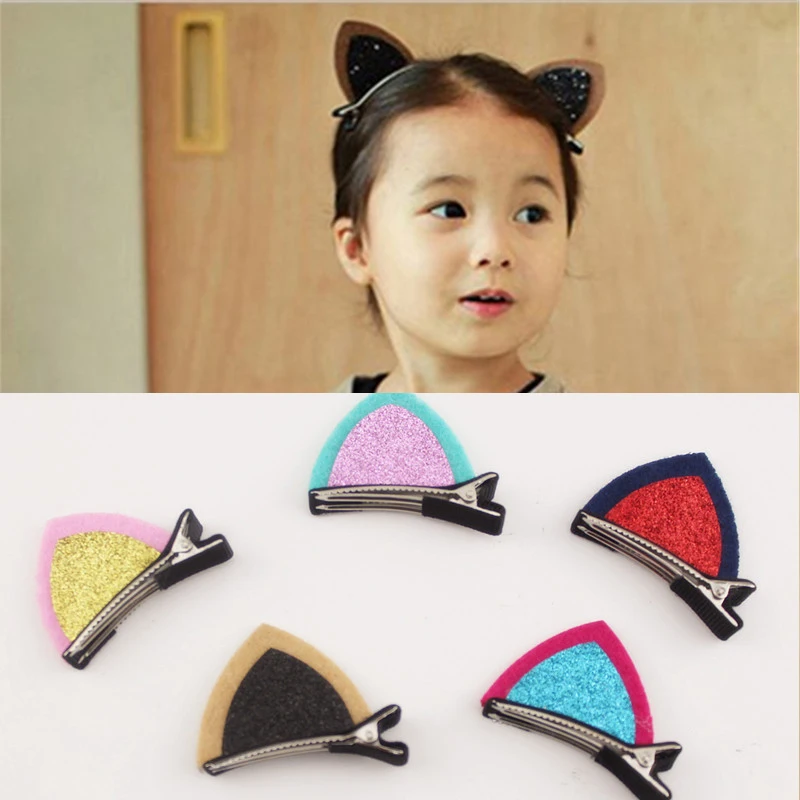 

Hot sale 1PC Cute Cat Ear Hairpin for Girls Fashion Funny Hair Clip Cosplay Decorative Headwear 6colors