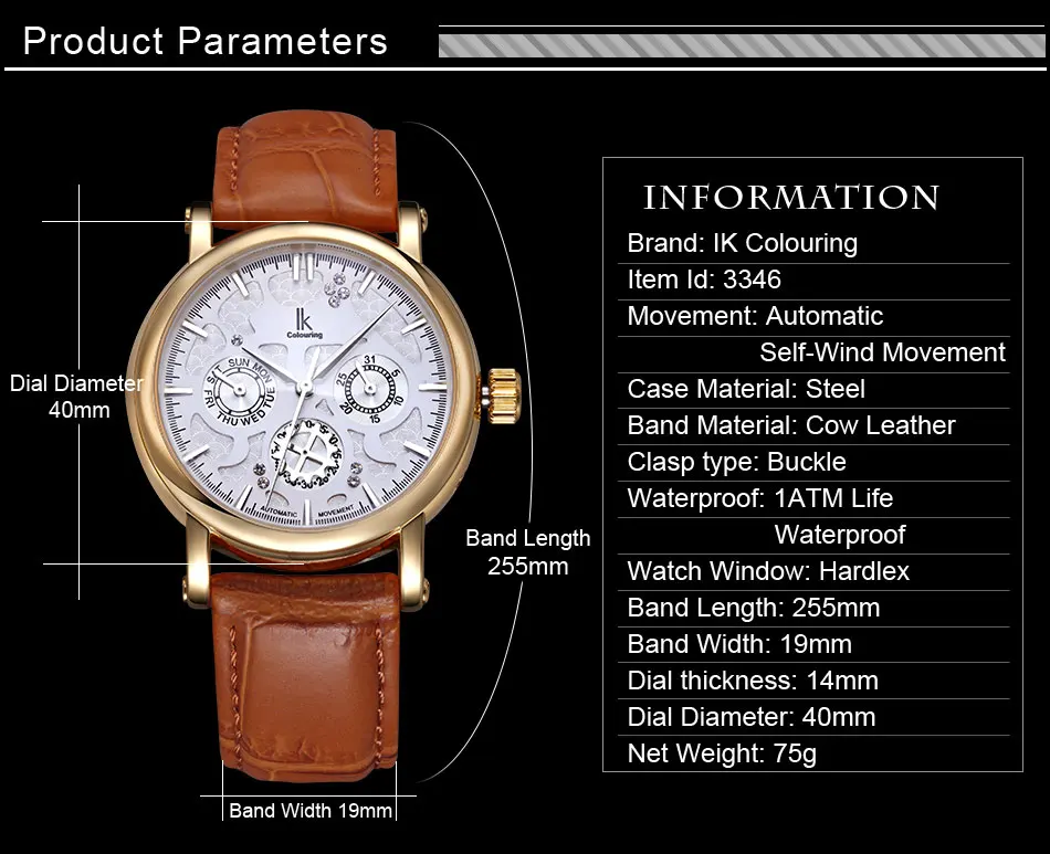 IK цветные часы серии Rudder для мужчин автоматические механические из натуральной