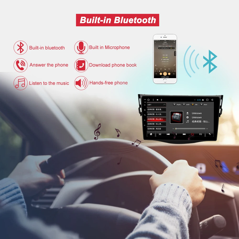 Discount Bonroad 9"Android 8.1.0 8Core Car Multimedia Player Stereo For TOYOTA RAV4  Car Radio GPS Navigation Bluetooth/WIFI/4G(no dvd) 1