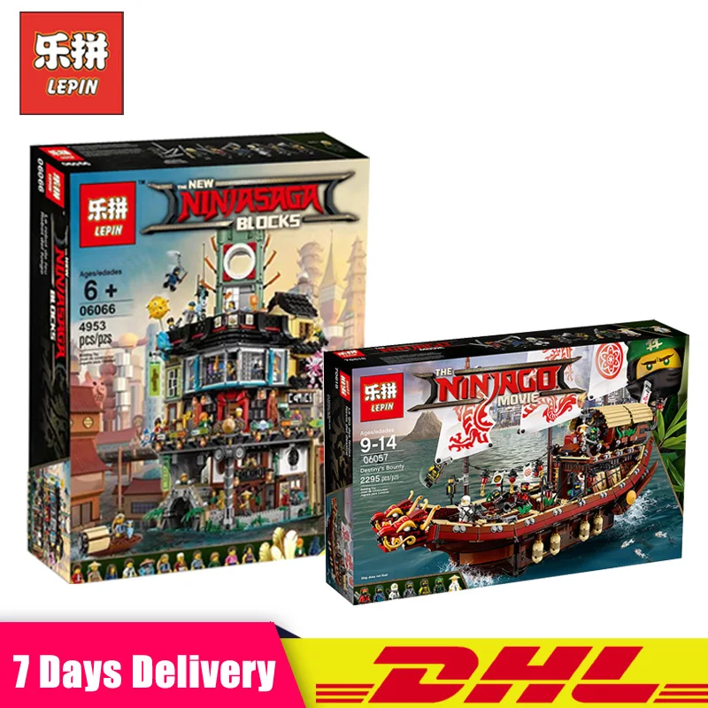 

Lepin 06057 The Destiny`s Bounty Set Assemblage 06066 Masters of Spinjitzu Model Blocks Toys Compatible Legoingly 70618 70620