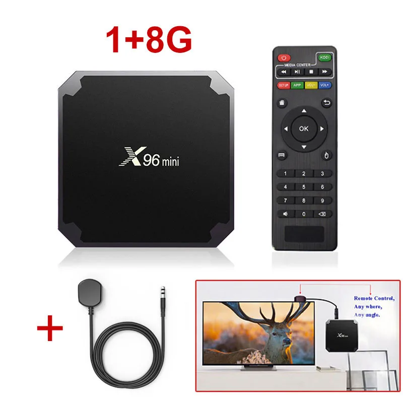 Из Москвы) X96mini Android 9.0 X96 mini Smart TV BOX Смарт Тв Приставка ТВ Бокс 4K*2K четырехъядерный Amlogic S905W поддерживает 2.4WIFI+IR кабель - Цвет: X96mini-1-8