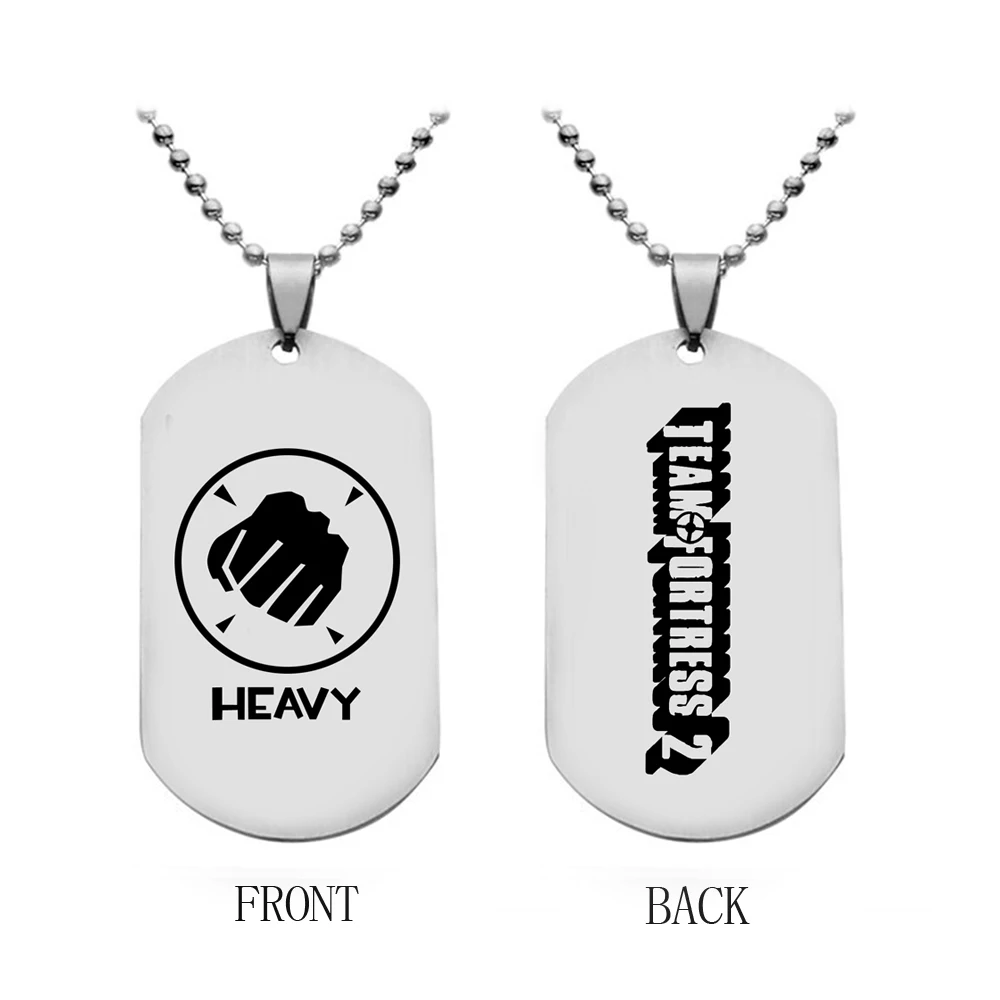 Team Fortress 2 Necklace Fist Heavy Dog Tag Pendant Beads Chain