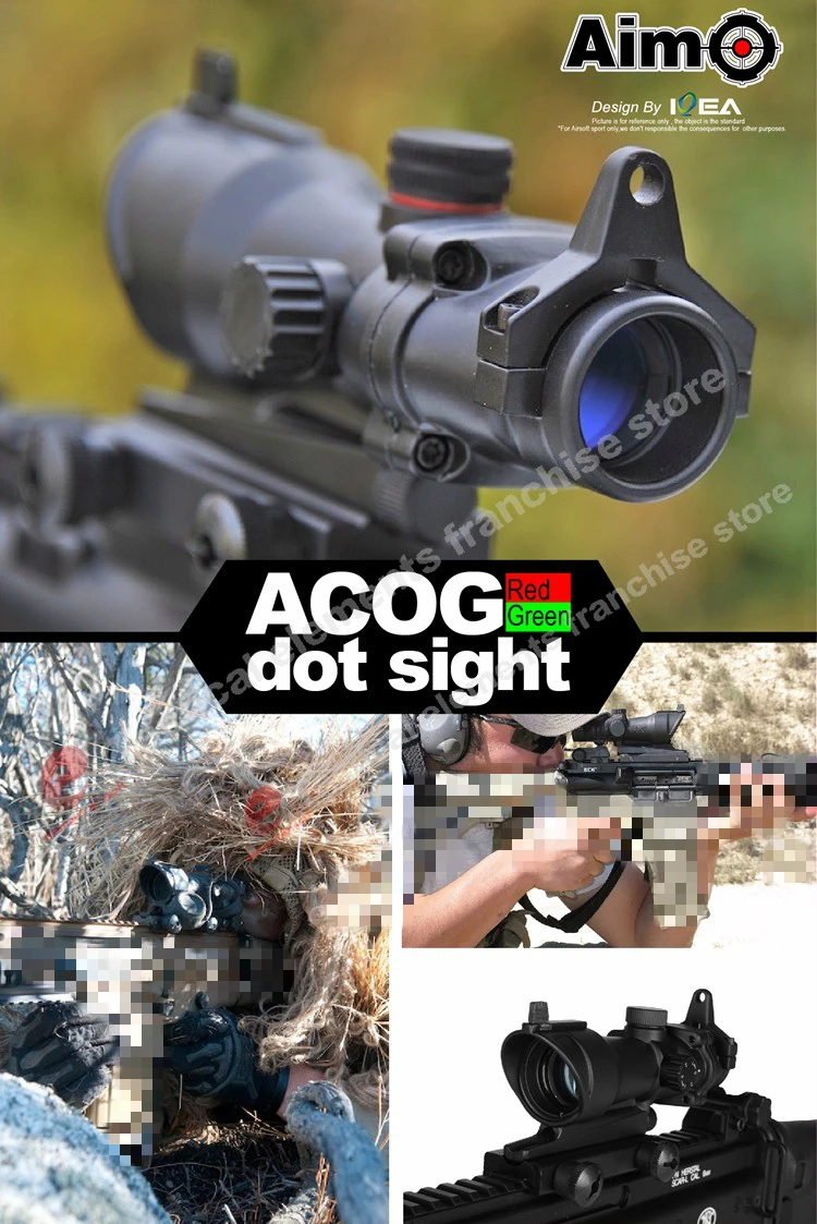 AIM-O ACOG 1x32 красный зеленый точка зрения Chasse прицел без маркировки с 20 мм Рельсом для страйкбола игры прицел AO 5015