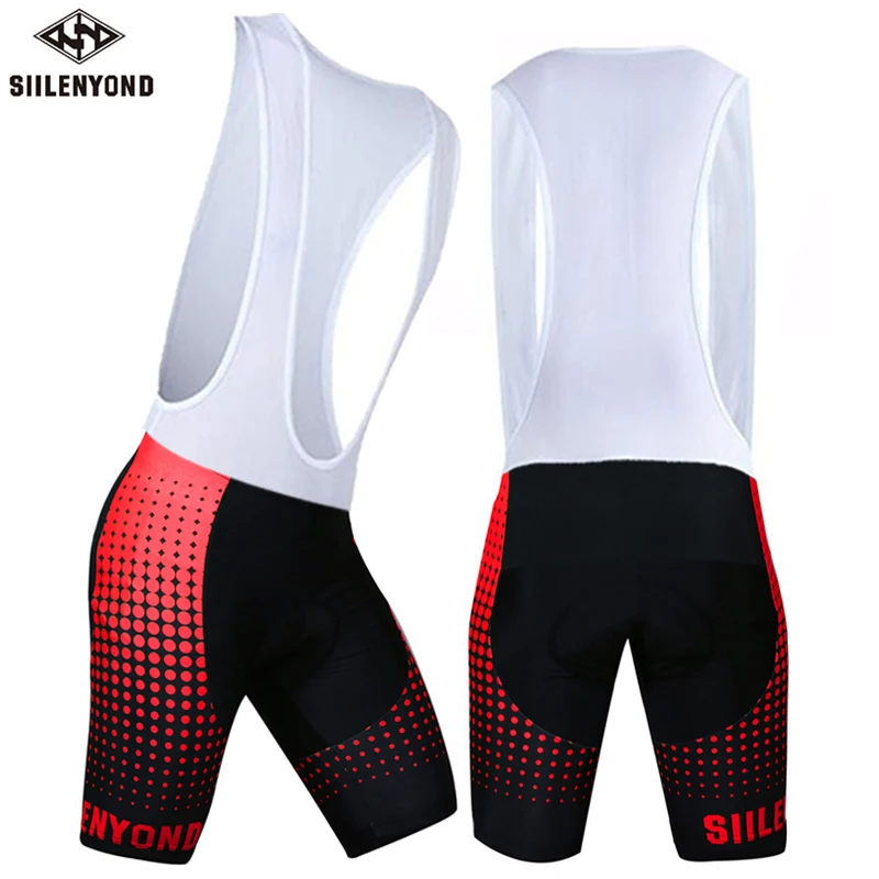 Red Bib Siilenyond мужские летние Pro MTB велосипед Тигры быстросохнущие гонки на велосипедах велосипедные шорты с Coolmax 3d-силикон мягкий - Цвет: Red Bib