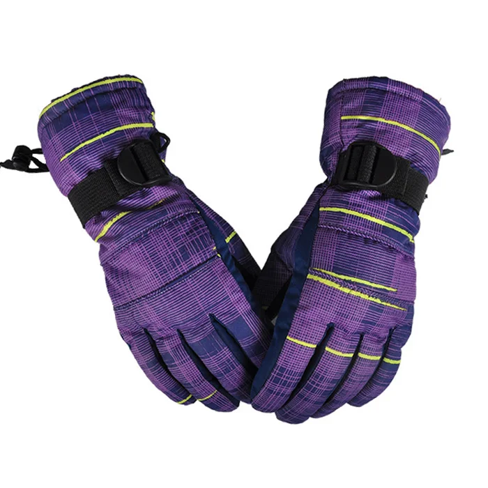 Пара зимних теплых лыжных перчаток для сноуборда для мужчин и женщин, водонепроницаемые зимние рукавицы, лыжная перчатка для езды на снегоходе, ветрозащитные перчатки Handschoemen - Цвет: Purple