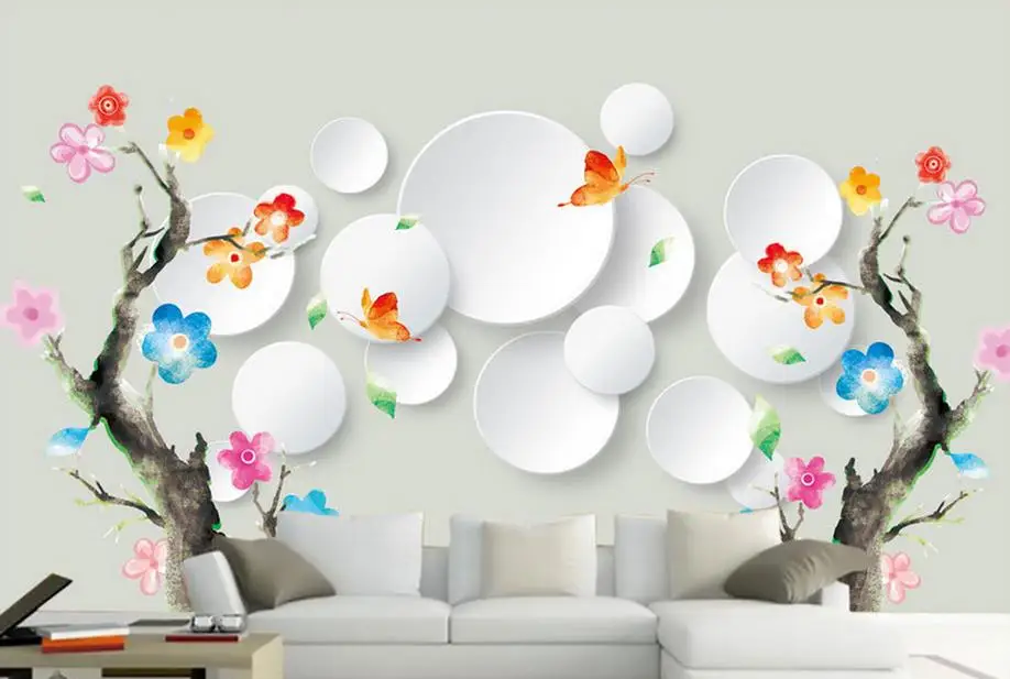 

customize 3d luxury mural wallpaper Multicolored flowers abstract tree livingroom wallpaper for walls 3d photo wallpaper