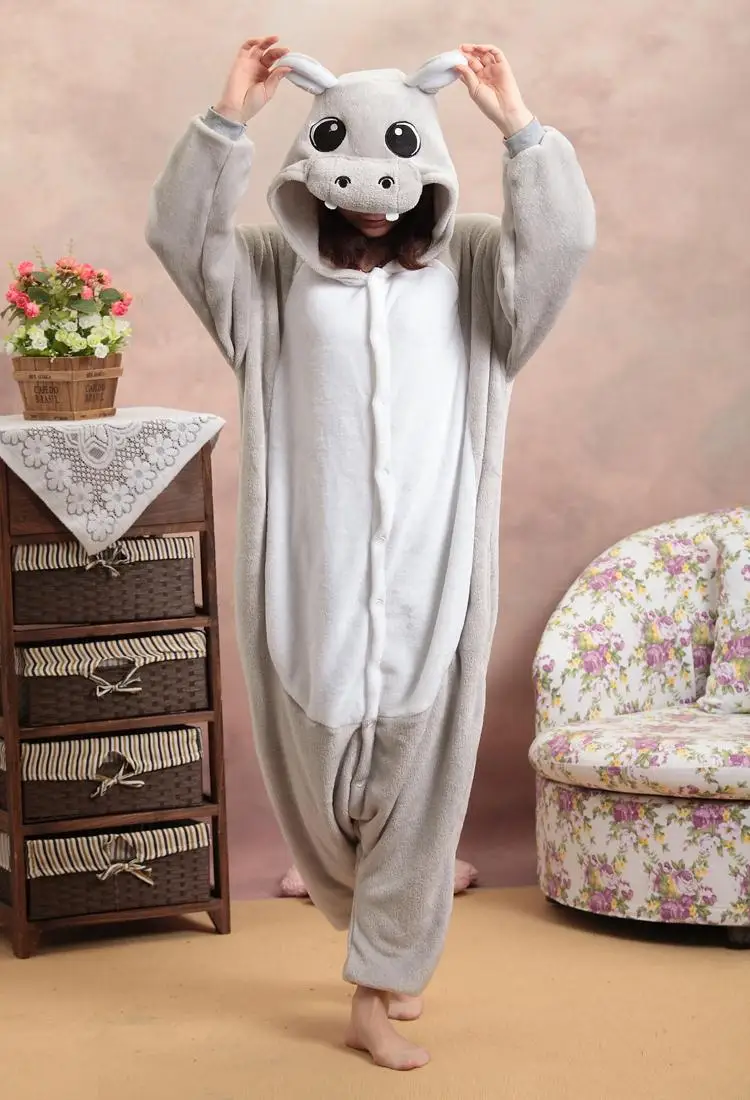Promotion!Grey Hippo New Adult Unisex Onesies Fashion Women Pajamas ...