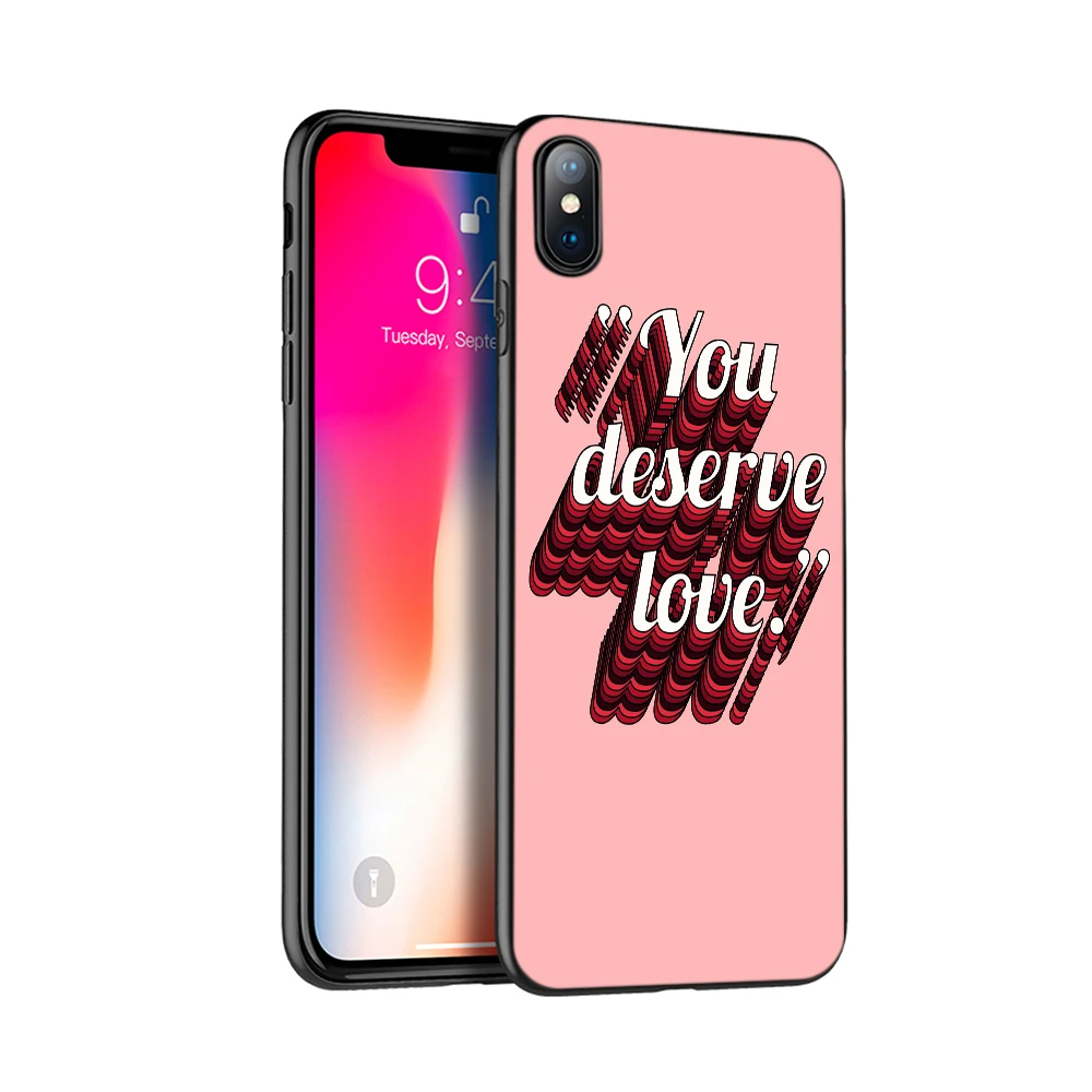 Черный чехол из ТПУ для iphone 5 5s SE 2020 6 6s 7 8 plus X 10 XR XS 11 pro MAX силиконовый с надписью Love