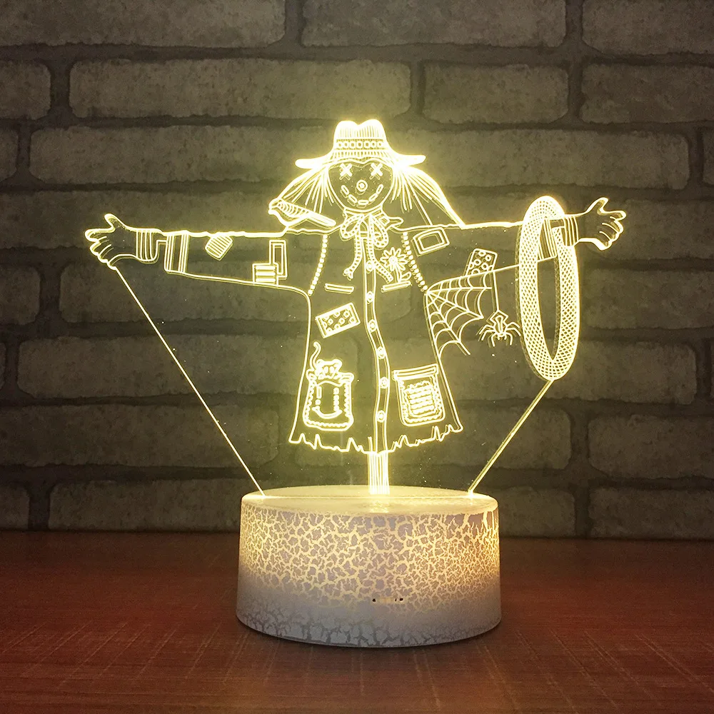 Scarecrow 3D LED RGB Night Light 7 Color Change Desk Light Action