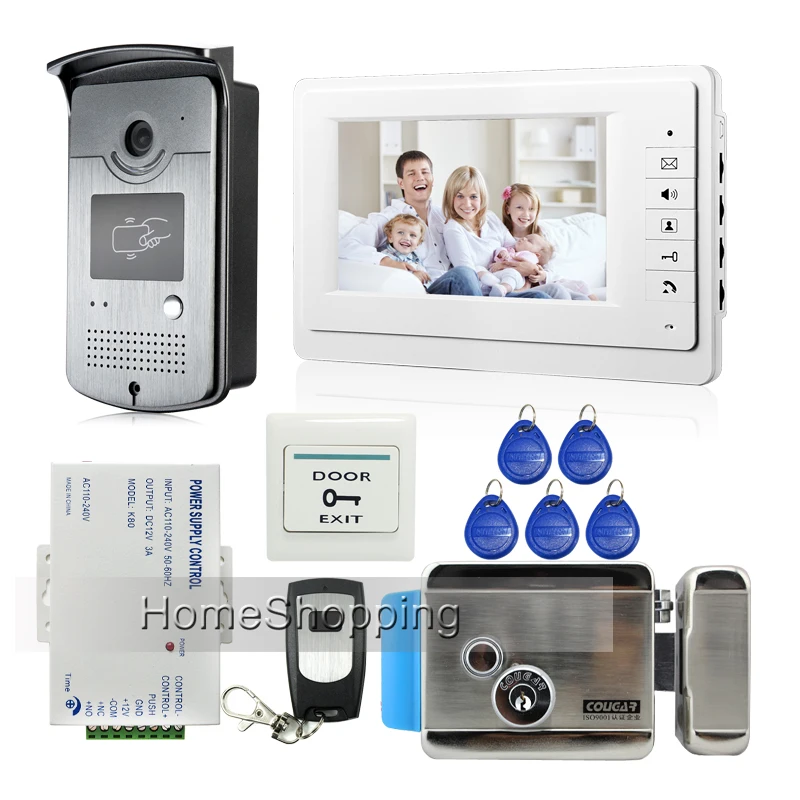 bilder für FREIES VERSCHIFFEN 7 "Video Intercom-türsprechanlage Kit Mit 1 Monitor 1 RFID Zutrittsleser Türklingel Kamera + E-Lock Auf Lager großhandel bilder für FREIES VERSCHIFFEN 7 "Video Intercom-türsprechanlage Kit Mit 1 Monitor 1 RFID Zutrittsleser Türklingel Kamera + E-Lock Auf Lager großhandel