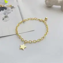 Форзац 18 К Золотая Звезда Серебро 925 пробы браслеты для женщин модные Изящные ювелирные Браслеты и браслеты оптом