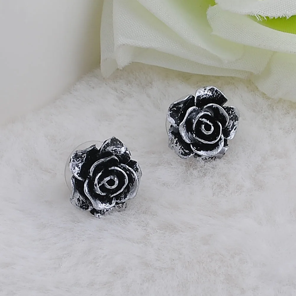 Earring Pack Jewelry Mixed Lots Resin Rose Flower Stud Earrings Fluorescent Colors of Roses Earrings for Women Gift