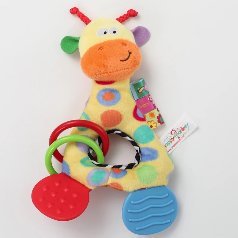 Baby Infant Plush Rattle Stuffed Toy Hand Grasp Teethers Cute Animal Handbell Ring Newborns Early Development Boys Girls Gift