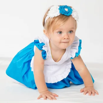 

Baby Girl Dress 2020 Spring Summer Girls Alice Cinderella White Blue Bow Princess Party Dress For 1-6 Years