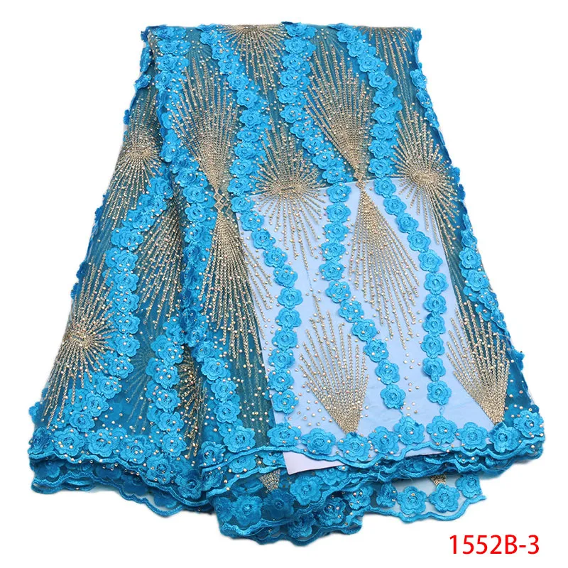 

African Lace Fabric 2018 Embroidered Nigerian Laces Fabric Blue Color High Quality French Tulle Lace Fabric For Women XZ1552B-3