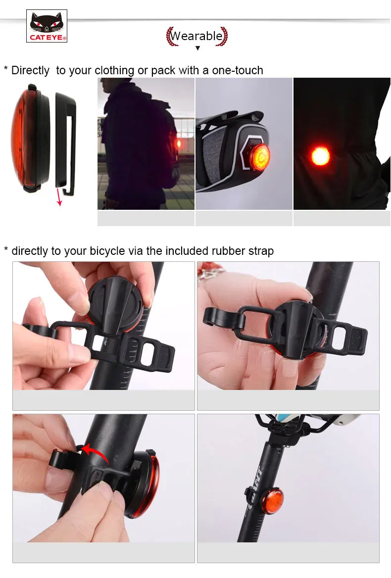 Clearance Bicycle USB Rechargeable Waterproof Taillight Warn Flash Safety Light CATEYE Cycling Lights Bike Rear Light Lamp Multi-function 5