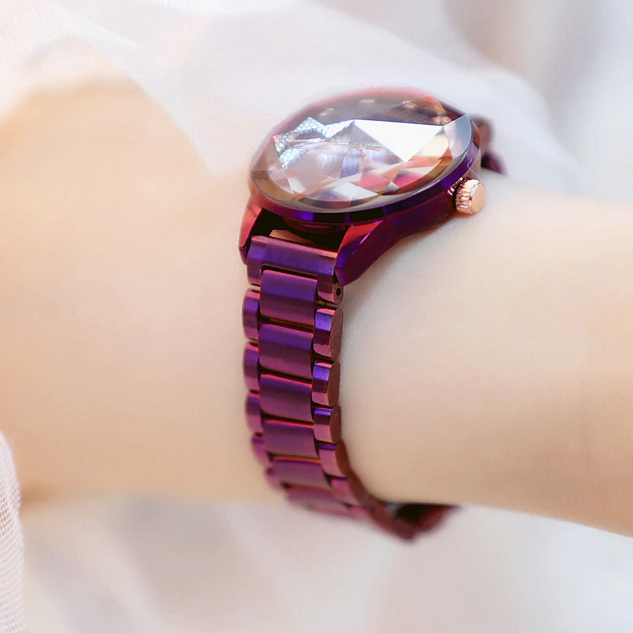 Starry Sky Watch Women Luxury Brand Crystal Watch Waterproof Quartz Clock Dress Ladies Watch Stainless Steel Wristwatch Purple