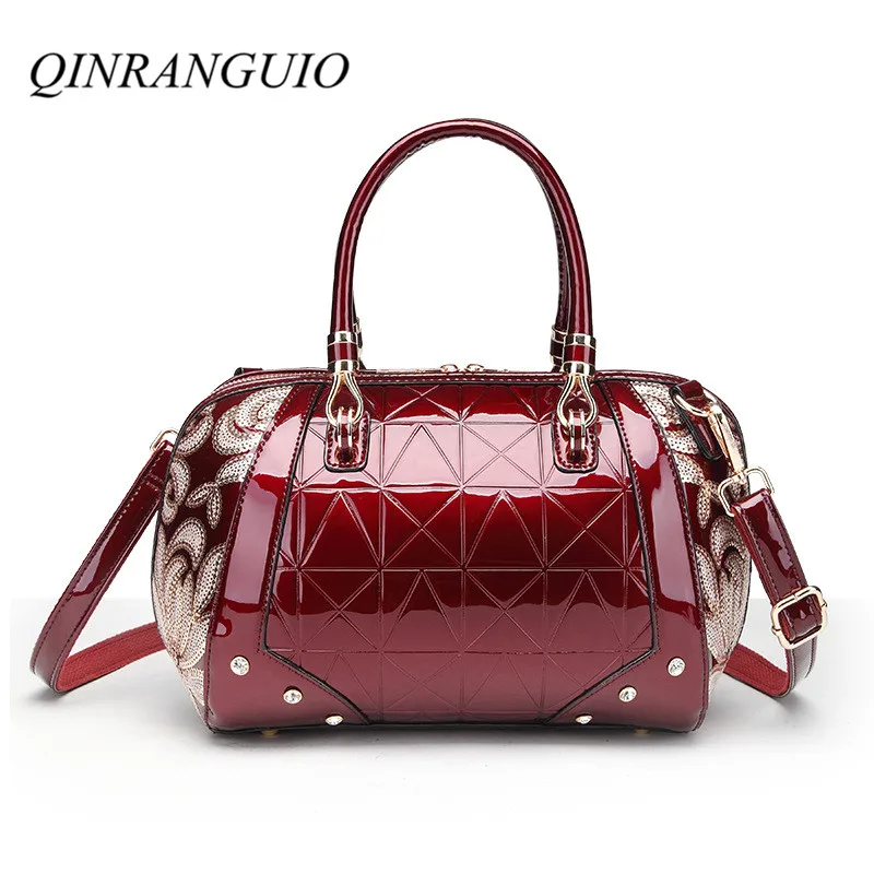 QINRANGUIO Fashion Women Bag Patent Leather Crossbody Bags for Women