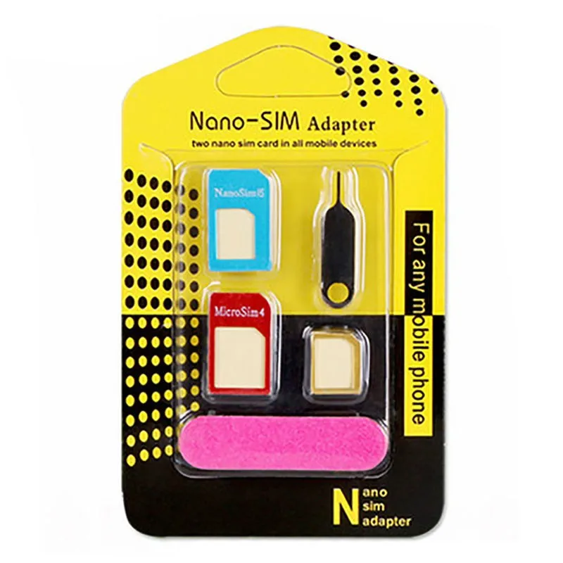 Nano SIM Card Adapters 5 in 1 Nano Sim + Regular & Micro Sim + Standard
