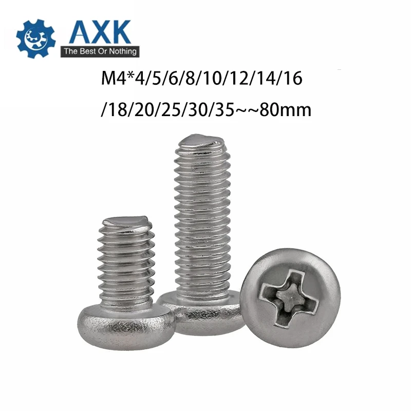

GB818 M4 304 Stainless Steel Phillips Cross Recessed Pan Head Screw M4*(4/5/6/8/10/12/14/16/18/20/25/30/35/40/45/50/55/60/65/70)