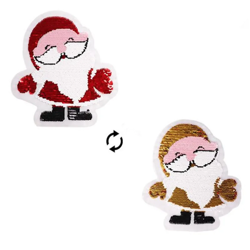 

Patch deal with it clothes t shirt women 190mm AB Father Christmas Reversible change color sequins biker patches for clothing