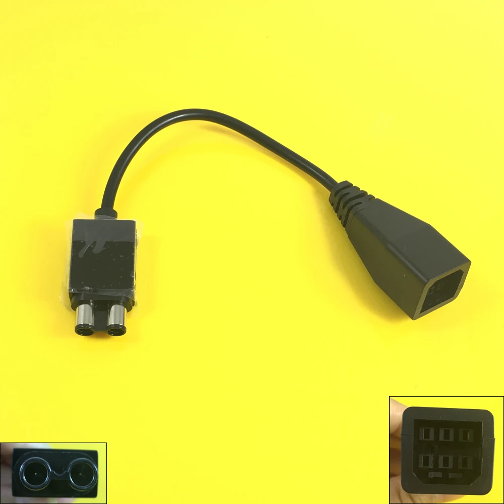 JCD Black Power Supply Socket Plug Adapter Convert Cable Cord For XBox