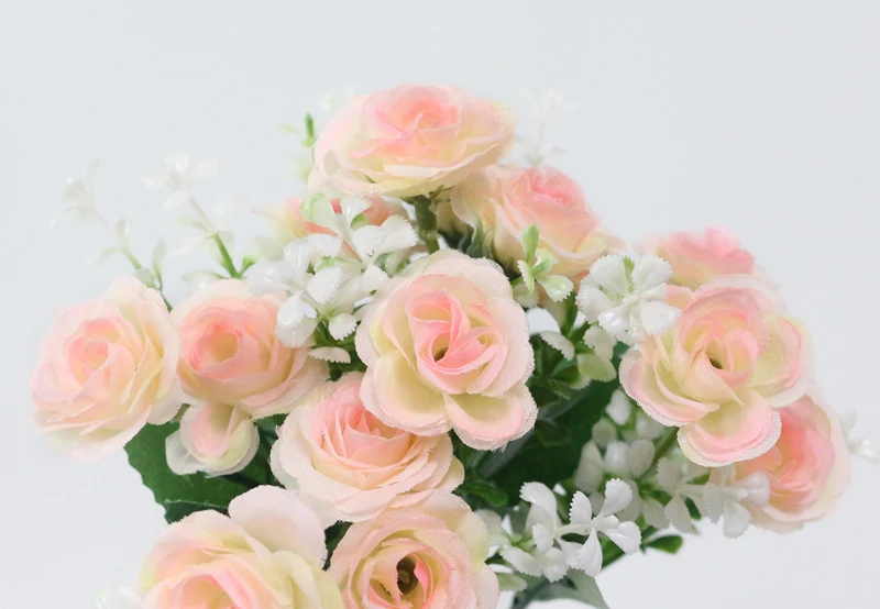 JAROWN Simulation Rose Flowers Artificial 15 Head Rose Bouquet For Wedding Decorations Home Garden Decor Accessories Fleur (22)