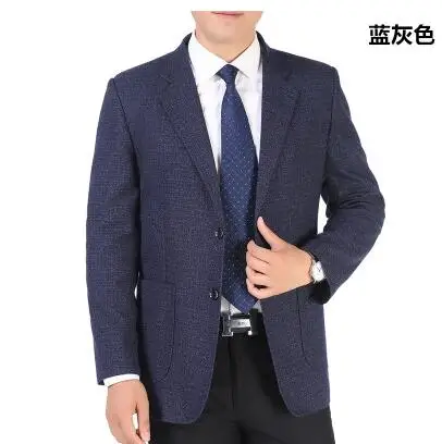 blue grey Весенний мужской костюм Осенняя повседневная куртка среднего возраста Мужской Блейзер masculino обтягивающая одежда jaqueta masculina деловые тонкие пальто - Цвет: blue grey