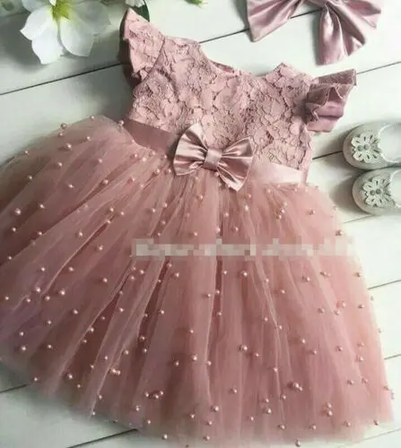 

2019 Princess Girl Lace Tulle Dress Wedding Birthday Dress Pageant Children Summer Lace Tulle Dress