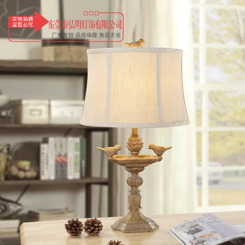 TUDA American country retro table lamps bird statue table ...