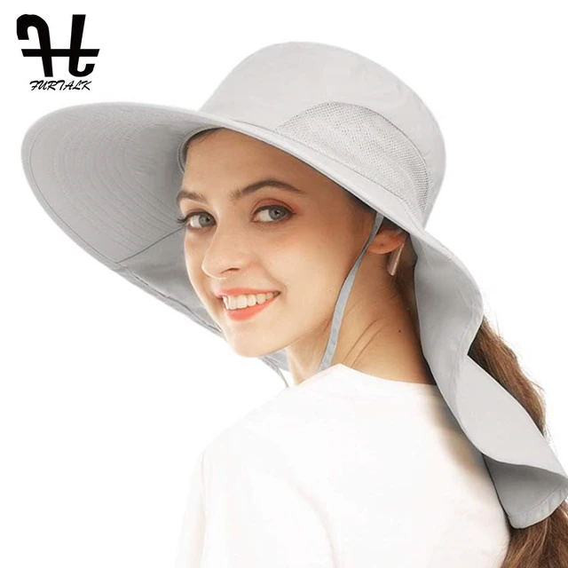 FURTALK Sun Hat for Women Summer Ponytail Safari Hats with Neck Flap Wide  Brim Breathable Sun