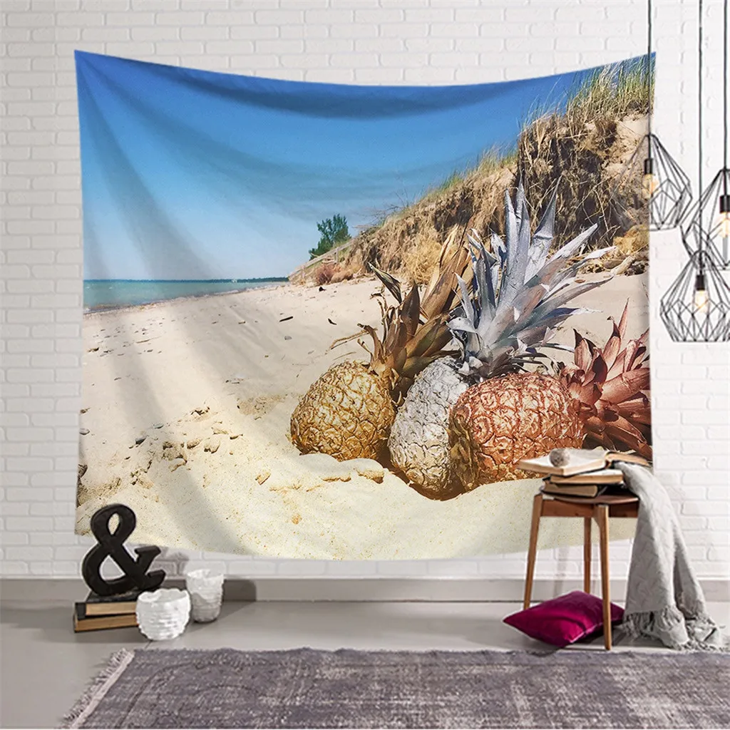 Модный гобелен свежий стиль красивый Пляжный Пейзаж ананаса одеяло настенный
