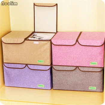 

NOOLIM Double Cover Large Capacity Storage Box Container Separate Middle Separation Closet Box Organizer Clothing Ties Socks Box