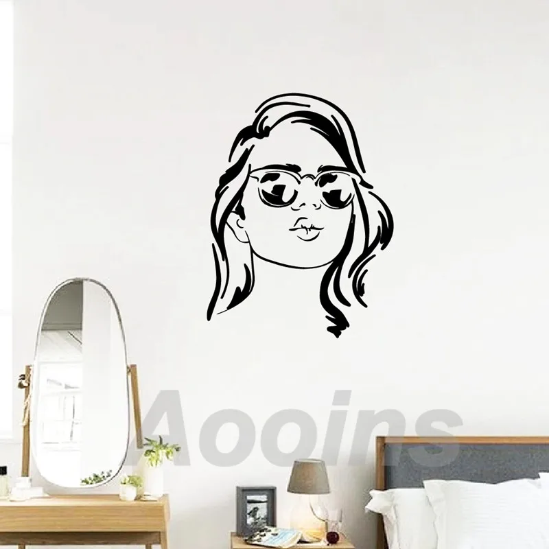 Girl With Glasses Vinyl Art Wall Decal Home Decor