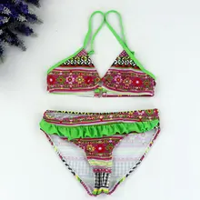 Новые летние детские купальники в полоску с цветочным рисунком, набор бикини для девочек, детские раздельные купальные костюмы из двух предметов, Biquini