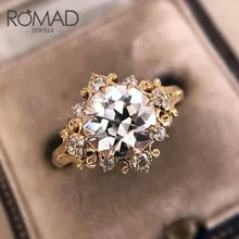 ROMAD Новая мода прозрачный CZ камень золотой цвет цветы обручальные кольца для женщин bigues pour femme дропшиппинг R4
