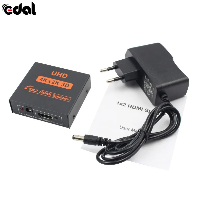 EU plug Универсальный 3D 4K* 2K Full HD 1080p 1X2 HDMI сплиттер 2 порта концентратор репитер усилитель для ноутбук с HDTV компьютер - Цвет: EU plug