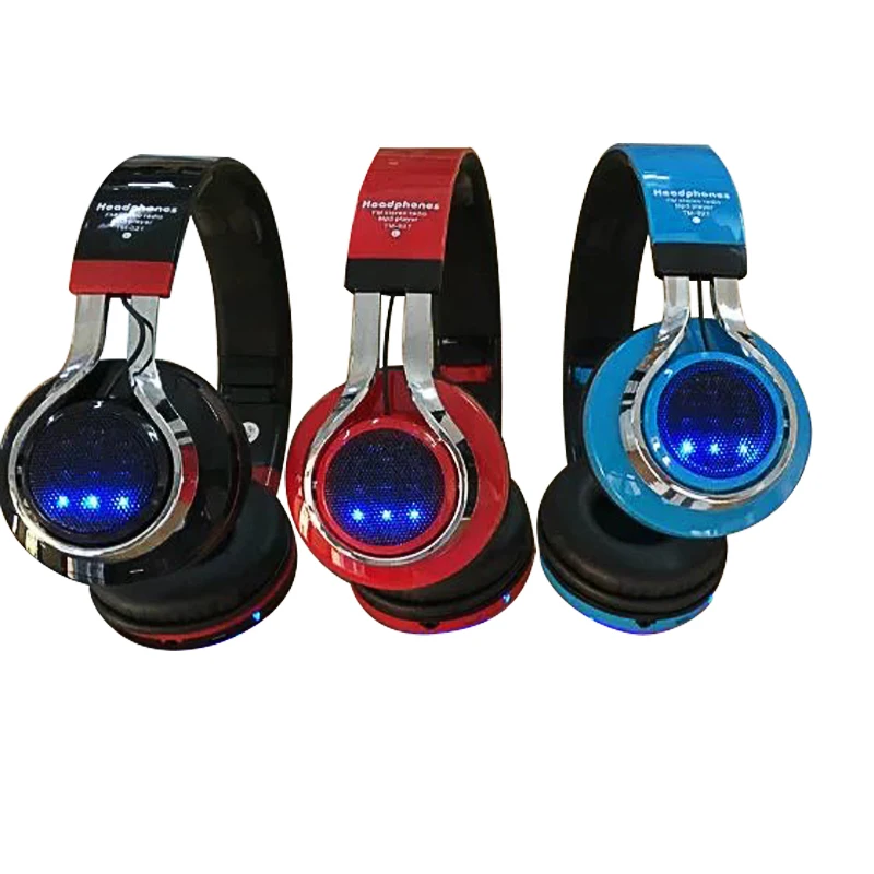 KOOYUTA Glowing Stereo Bluetooth Headset support TF Card FM Radio Foldable LED Wireless Bluetooth Sport Headphone for iPhone X 8