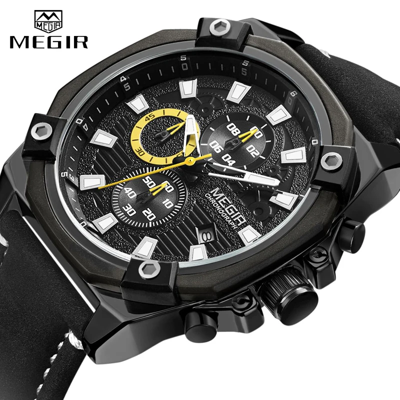 

Men Watches MEGIR Top Brand Men's Fashion Sports Quartz Watch Male Military Waterproof Big Dial Chronograph Relogio Masculino