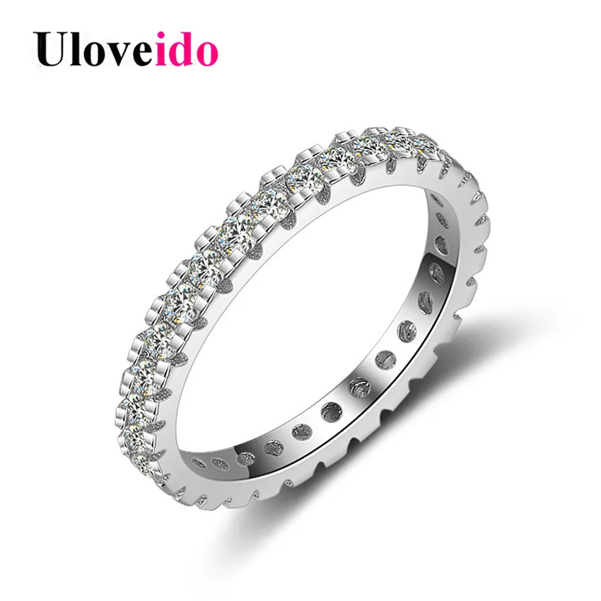 

Uloveido 40% Off 925 Sterling Silver Costume Jewelry Wedding Rings for Women Ring Female Zircon Ringen with Box Bijoux JZ109