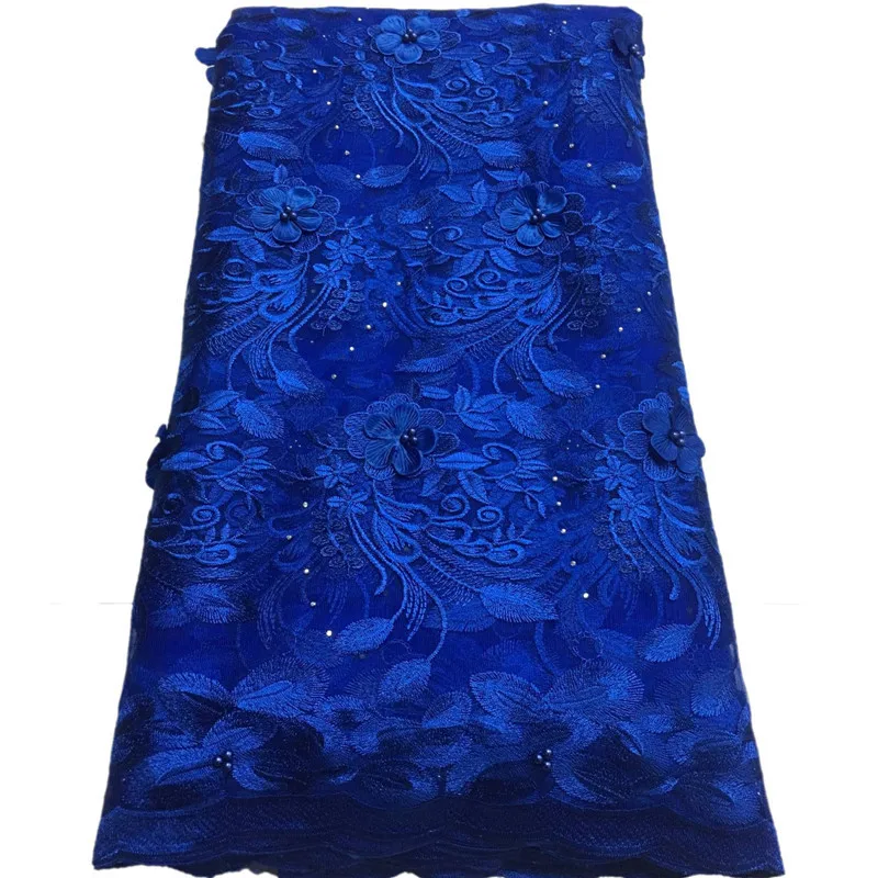 

New arrival india net Lace with beads for everning dress SC16 High Quality 3D Guipure lace fabric royal blue fashion mesh lace